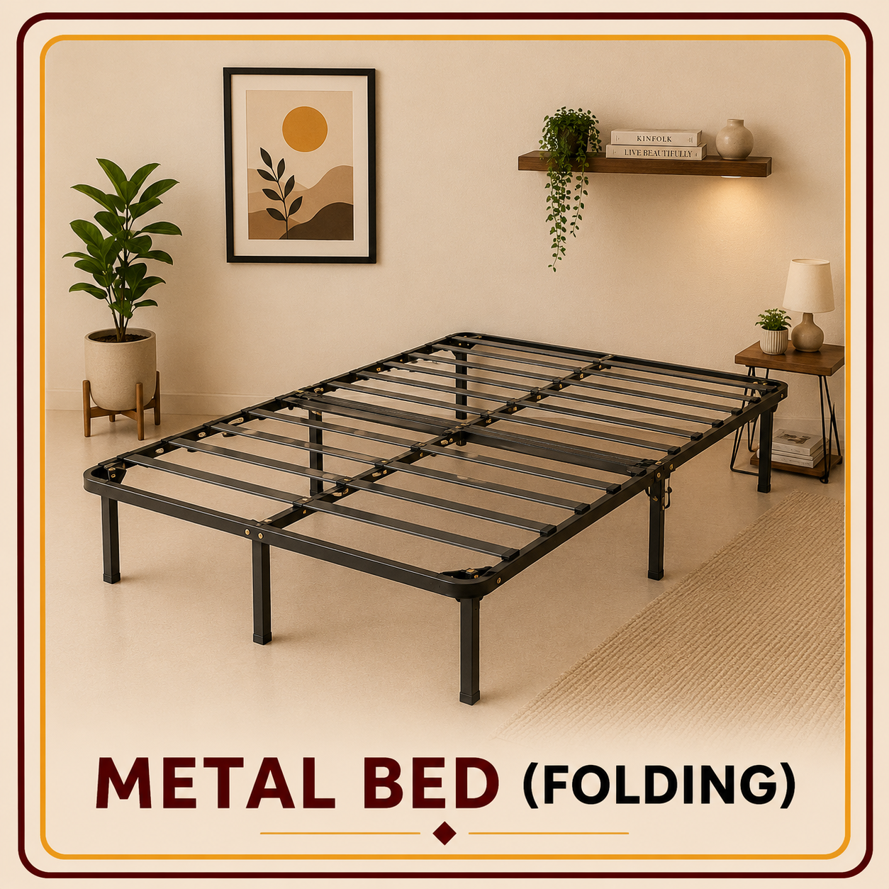 Folding metal bed