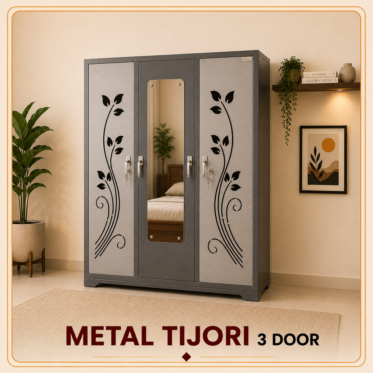 3 Door Metal Tijori