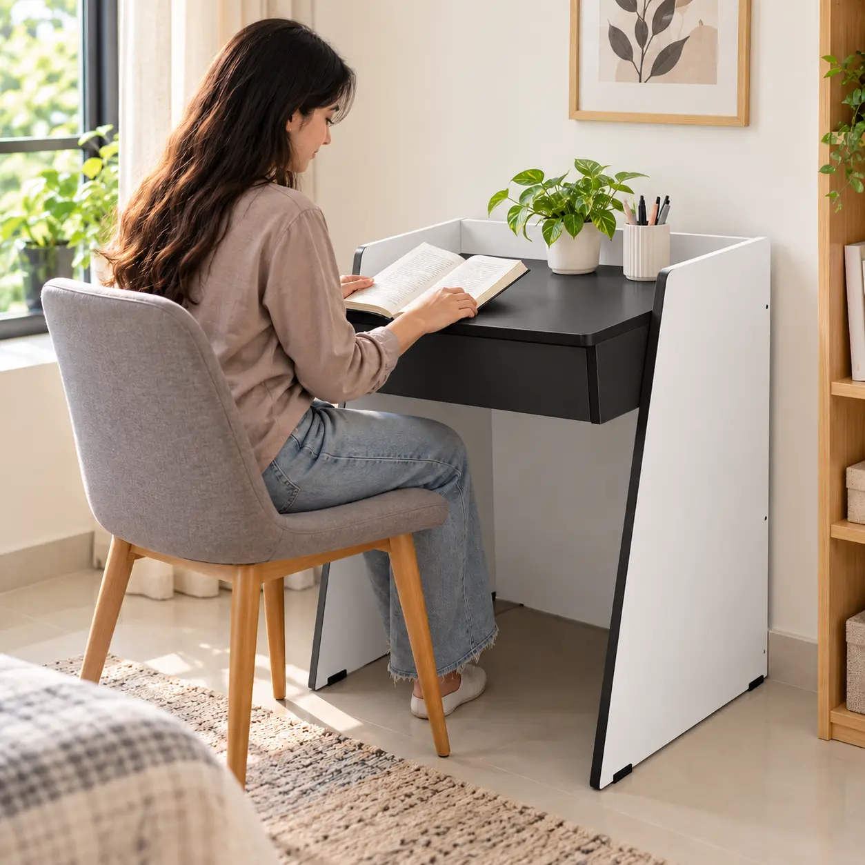 GujjuBazar Wooden Study Table with Drawer | Compact Computer Desk for Home & Office