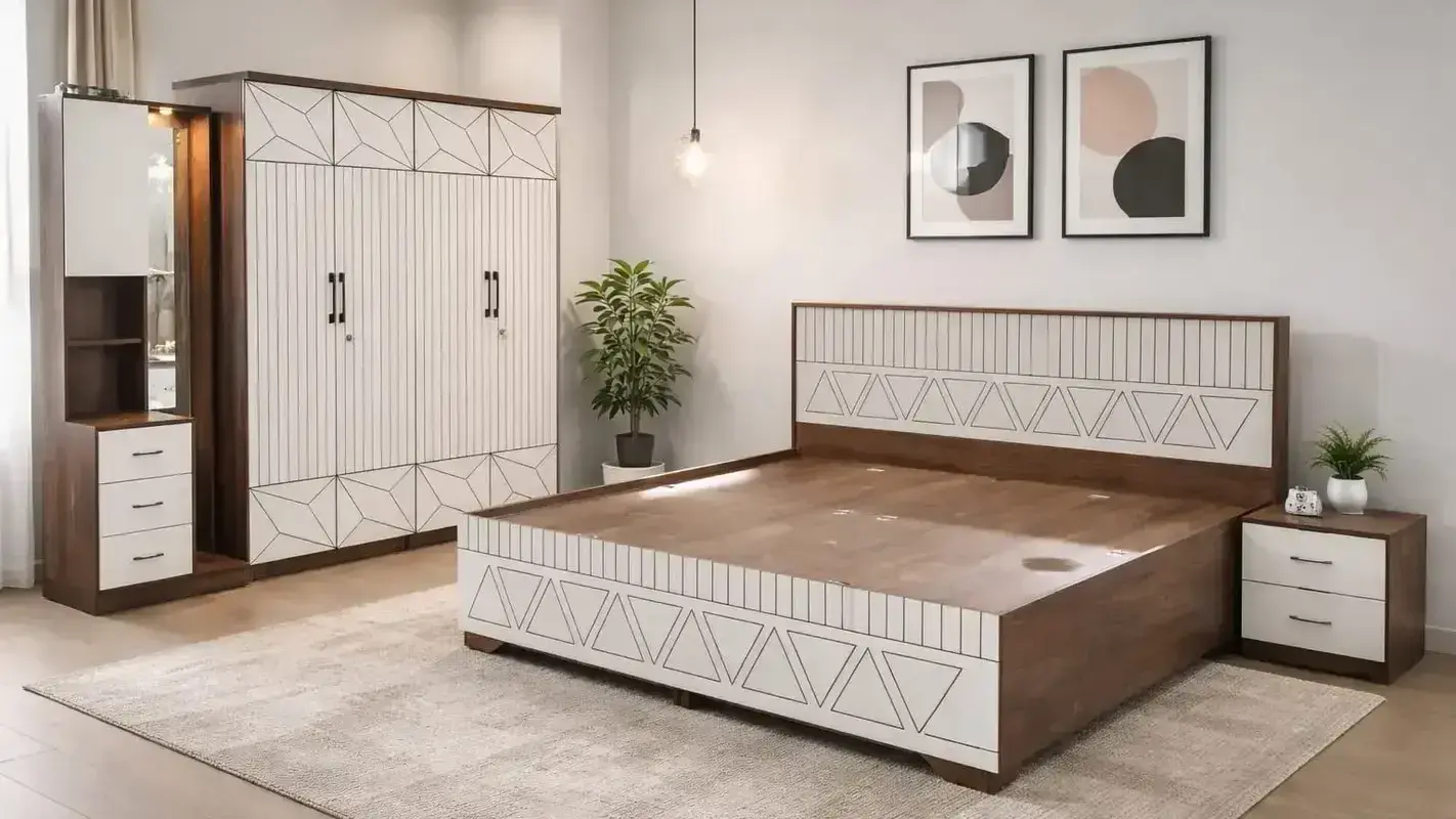 Geometric CNC Design Bedroom Set