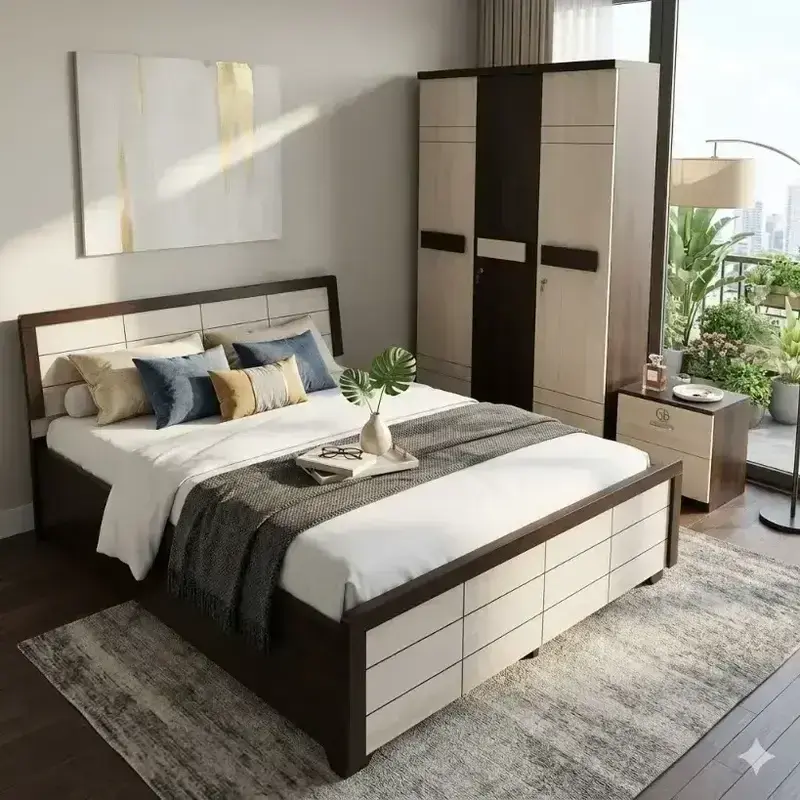 Bedroom Set -Bed+Wardrobe+side table