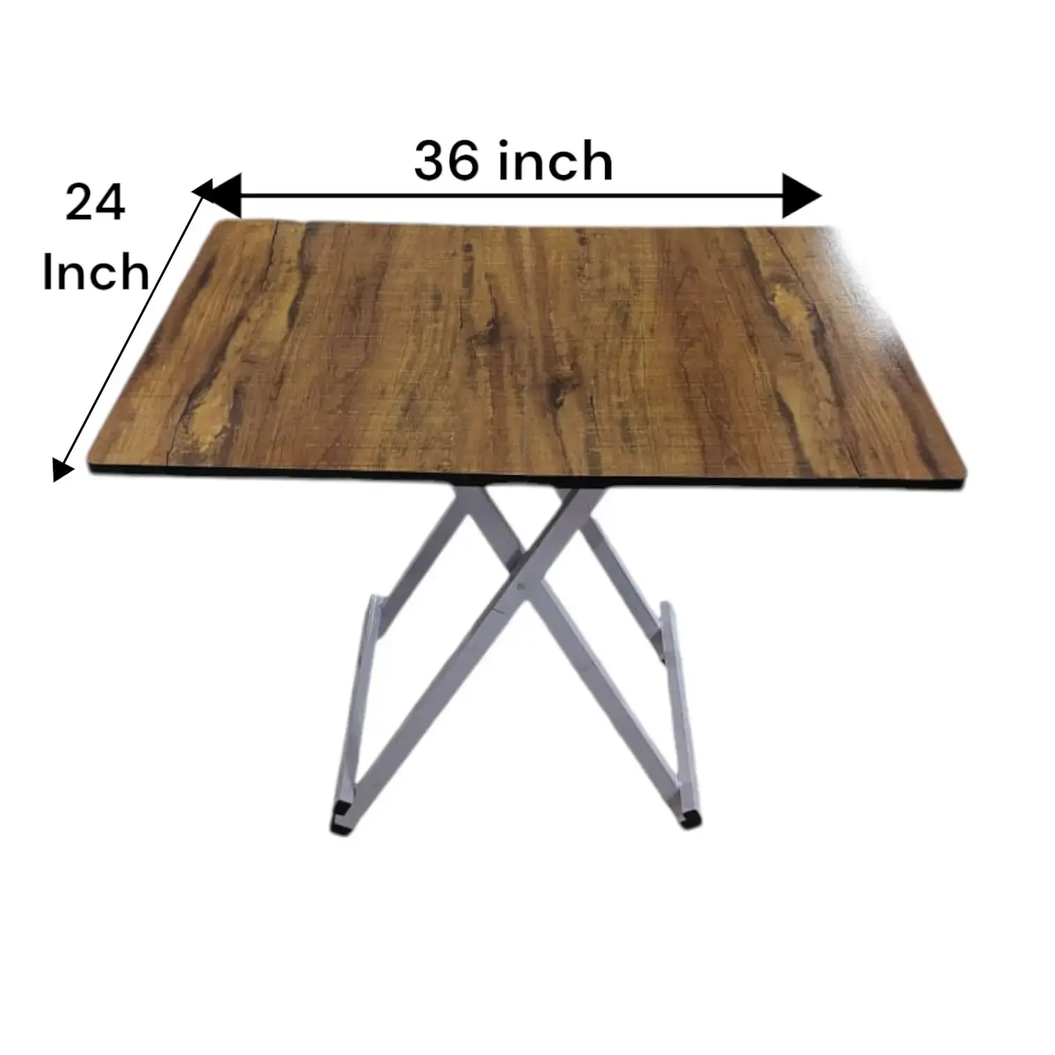 Folding Metal Table With Wooden Top