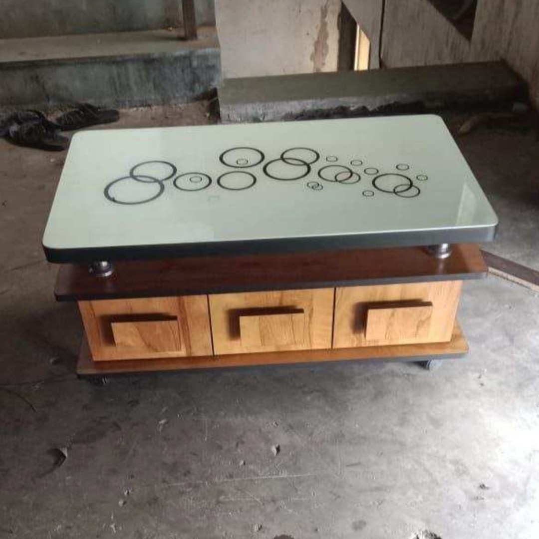 Centre Table With Printed Glass Top