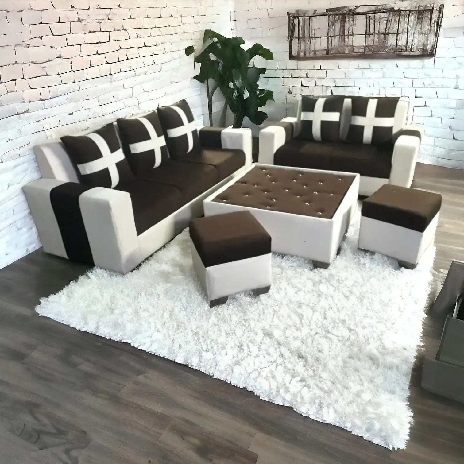 Sofa Set with 2 Puffy and Centre Table In Surat,Ahmedabad And Bangalore