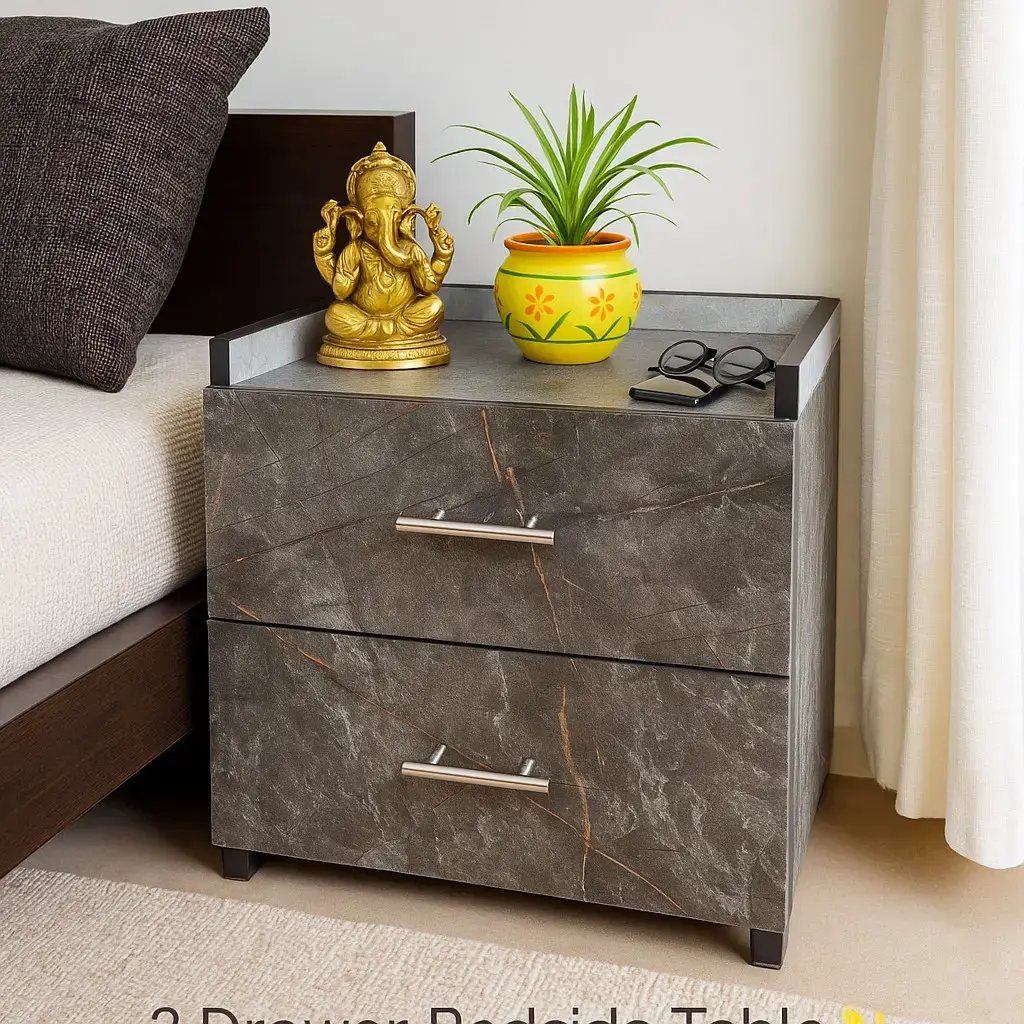 Stylish 2 Drawer Bedside Table for Modern Homes
