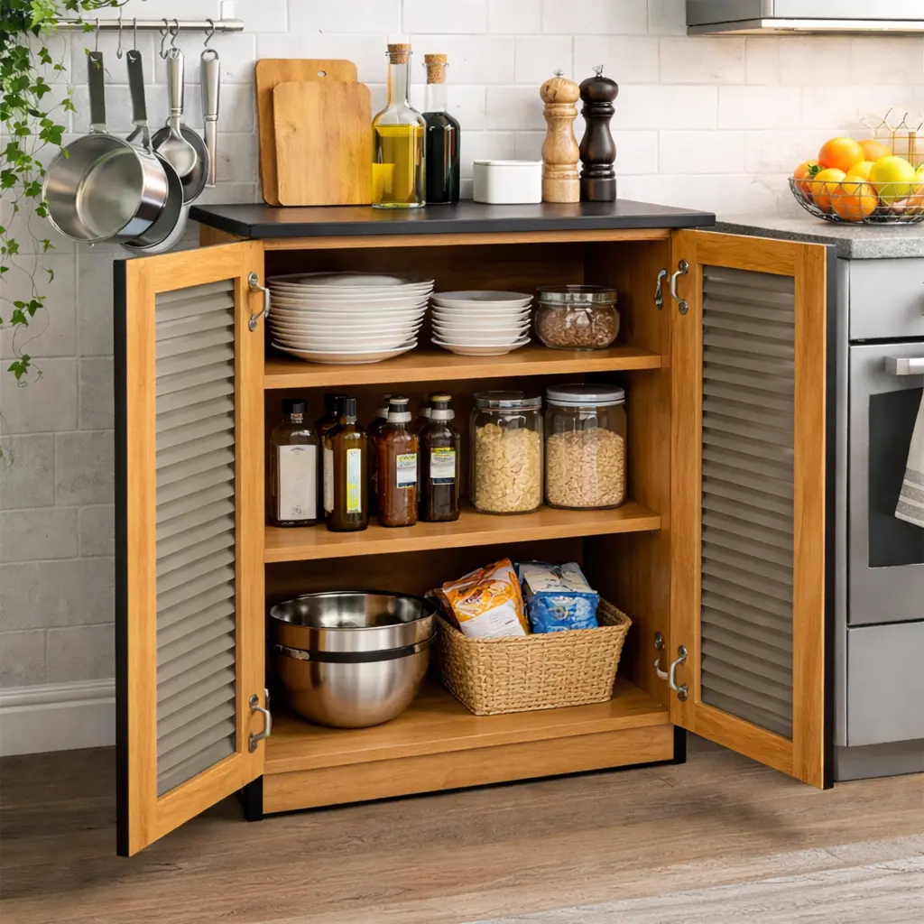 Kitchen Cabinet For Crockery - Golden Coachwood