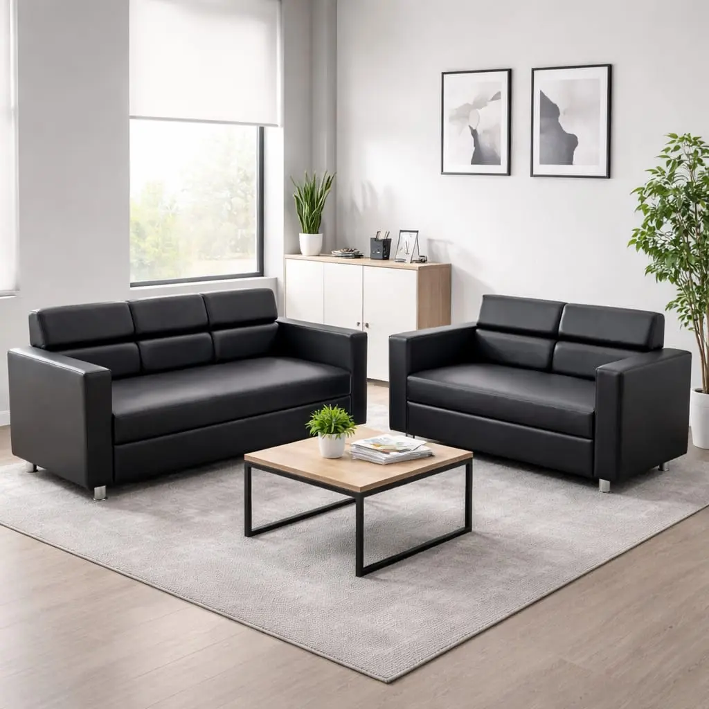 Black 3+2 Office Sofa 