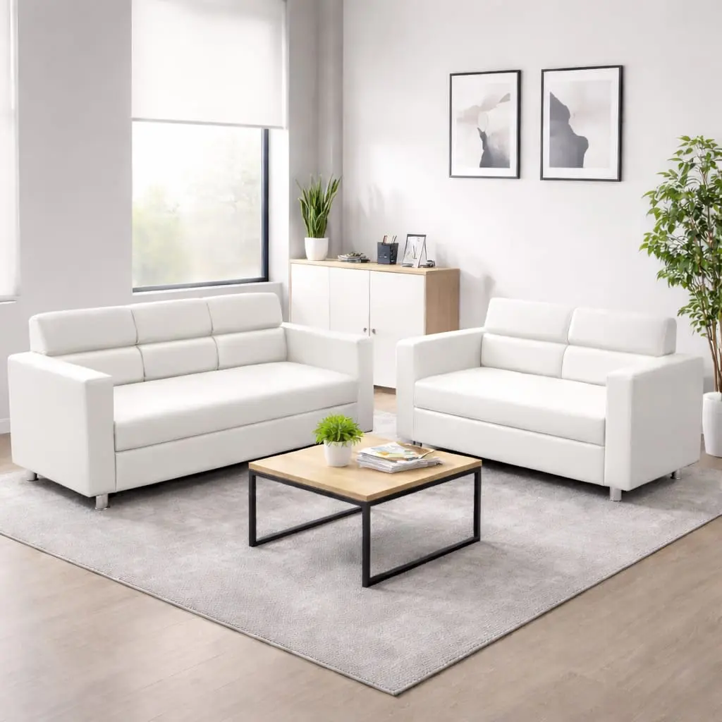 White 3+2 Office Sofa 